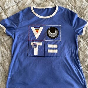 Blue Graphic T-Shirt with White Trim
